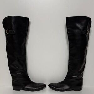Sergio Rossi Knee High Tall Boots with Side Buckle Detail